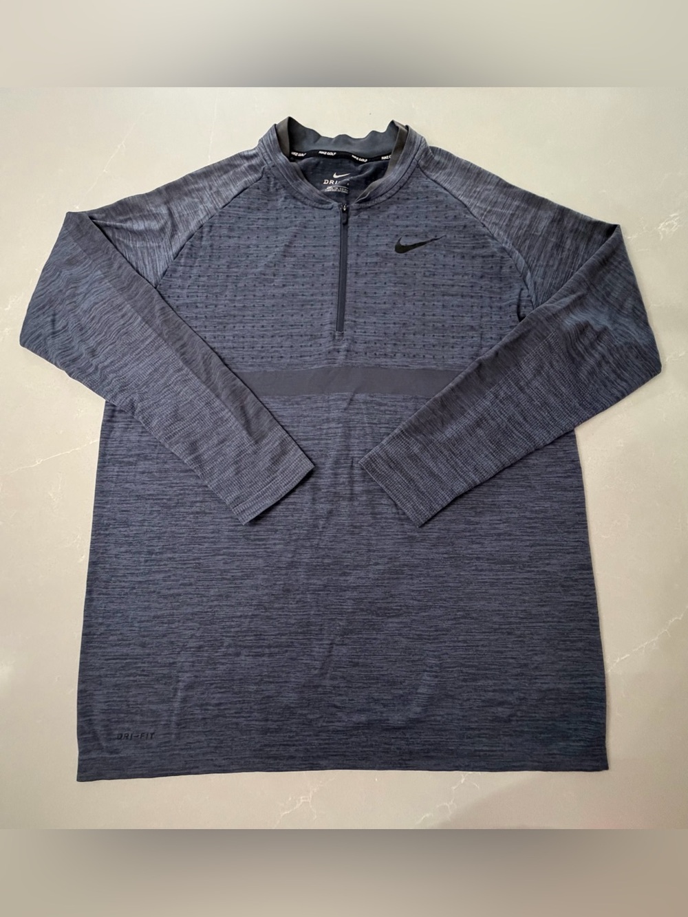 Nike Golf Men’s Dri-Fit 1/4 Zip Pullover Heather Dark Grey Blade Collar Active L